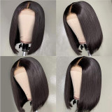 Real human hair BOB wig 4*4 natural color straight human hair wig in stock for immediate delivery