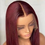 Xuchang factory in-stock 13*4 front lace 99J bob human hair women's full wig for cross-border foreign trade