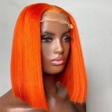12A Straight Bob#350 Orange Wig with 13*4 Frontal