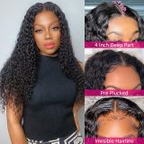 European and American wigs made of real human hair, 4x1 T-part front lace curly wigs, headgear for foreign trade and cross-border wholesale