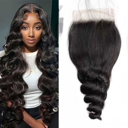 4*4HD transparent lace loose wave huamn hair large in stock