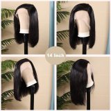 Wig made of real human hair, T-part lace front, side-parted straight bob, foreign trade cross-border wholesale short hair