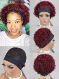 100% human  hair  headband   Short  curl wig
