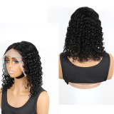 European and American wigs made of real human hair, T-part lace front deep bob wig, cross-border wholesale for foreign trade