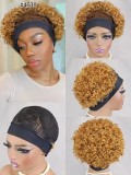 100% human  hair  headband   Short  curl wig