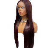 Dark 99J Burgundy frontal closure straight body wave  wig