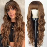 Cross-border Halloween funny wig, anime-style costume, purple wavy curly hair with air bangs, full head wig