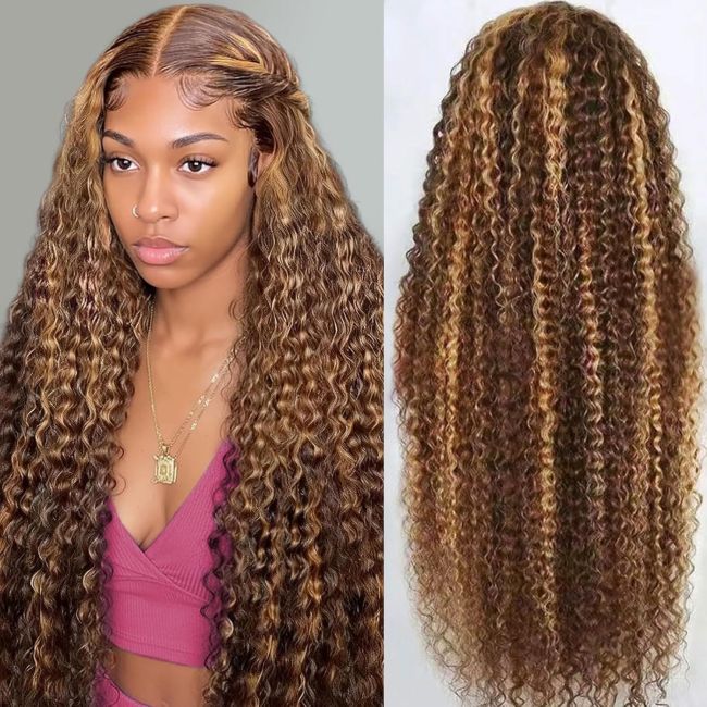 4/27 curly human hair wig Highlight Ombre 4/27 Human Hair