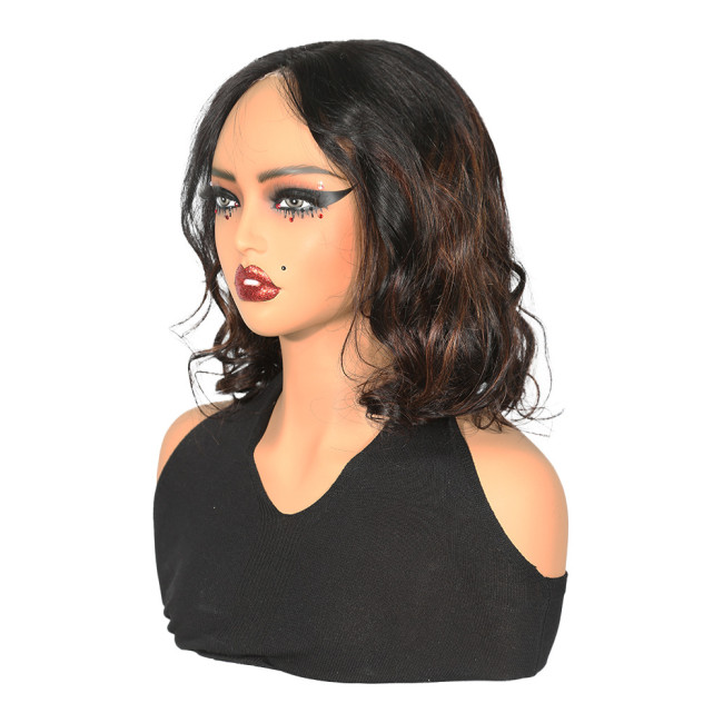 European and American wigs made of real human hair for women, 4X4X1 front lace Bob Highlight Ombre, foreign trade cross-border