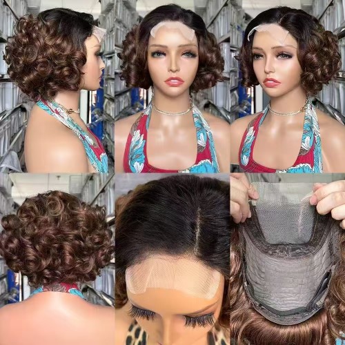 4*4 lace Double drawn loose wave wig 100% human hair 250%