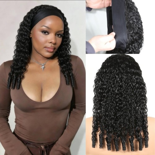 Headband Burmese Curly Wigs Human Hair with Spiral Curly End