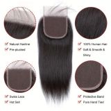 4x4 transparent lace hairpiece, real human hair wig accessories, cross-border supply for Europe, America, and Africa, black color, dropshipping available