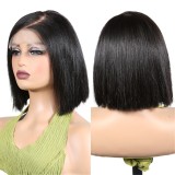 5x5  Lace Closure Double Drawn Wigs Bob Straight Glueless