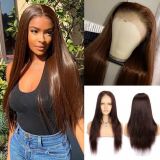 Transparent lace brown color human hair wig