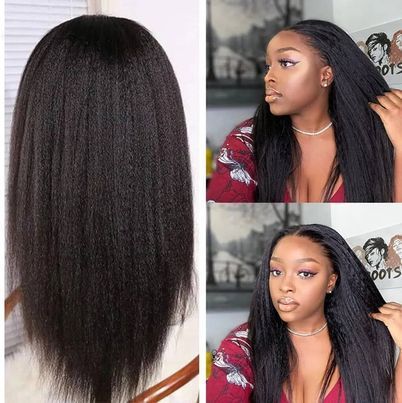 Yaki Kinky Staight 13*4 Frontal Lace Wigs Human Hair