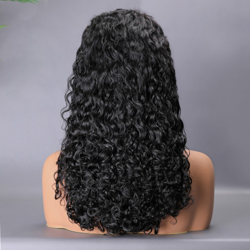 DoubleDrawnPixieCurly European and American wig, front lace, real human hair, curly, in stock, short hair