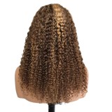 180% jerry curl piano color human hair wig with highlights JC foreign trade wig