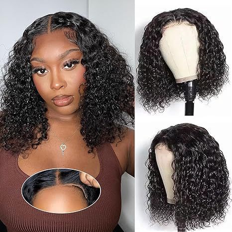 Wig made of real human hair with 4x4 lace front, deep bob style, women's wig, bob cut, high-definition front hair