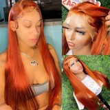 12A Human Hair 350# Orange Color 13*4 Lace Frontal Straight