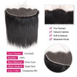 13*4 HD transparent lace straight human hair frontal