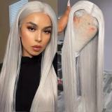 13*4 lace human hair wig in silver gray long hair, direct sales from AliExpress manufacturer