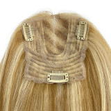 Real hair butterfly-shaped Swiss mesh hairpiece with middle-parted bangs, semi-hand-woven, breathable and lightweight, for foreign trade and cross-border wholesale