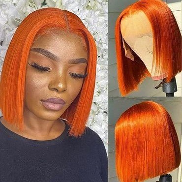 12A Straight Bob#350 Orange Wig with 13*4 Frontal