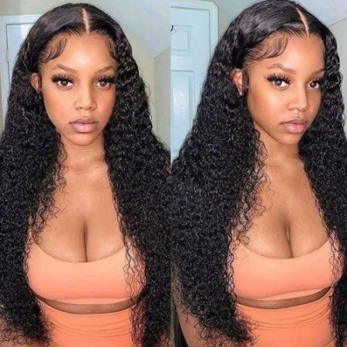 13*4 front lace foreign trade human hair wig, kinky curly long curly hair human hair wigs