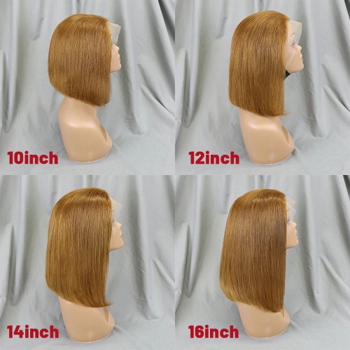 Bone Straight Lace Frontal Wig Short Bob 30# Human Hair Lace