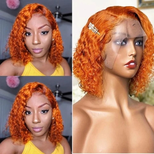 12A Orange 350# Deep 200% Density Ear To Ear Frontal Bob