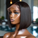13*4 bob wig made of real human hair, brown and burgundy color