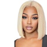 Wig made of real human hair, 4x4 lace cap, golden 613 bob straight wig, 613 real human hair