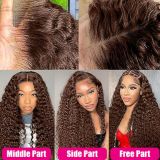13*4 transparent lace hot chocolate color wavy brown hair 4#Hot-selling in Europe and America, available in stock in Xuchang