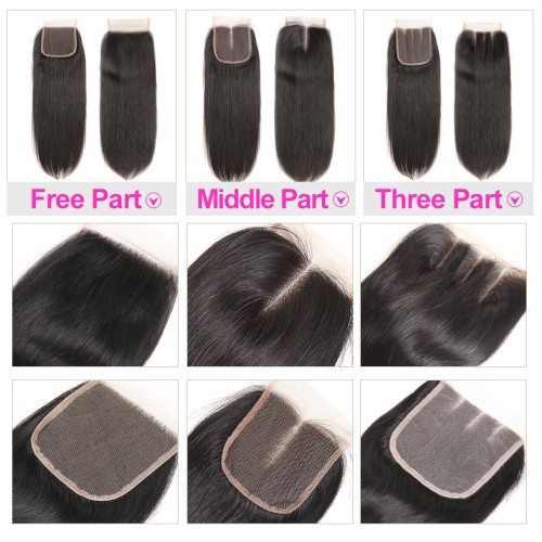Brazilian Straight Human Hair Lace Frontal Closure 4*4 inch