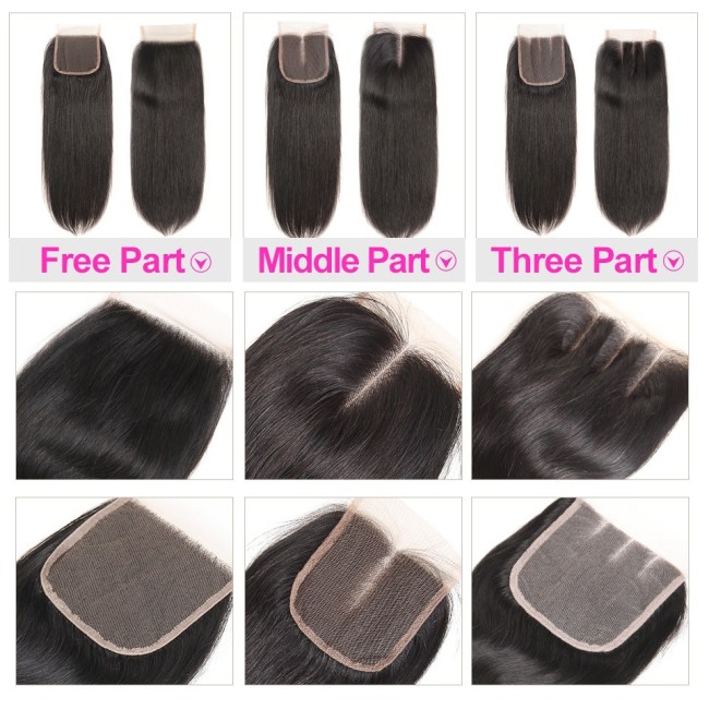 Brazilian Straight Human Hair Lace Frontal Closure 4*4 inch