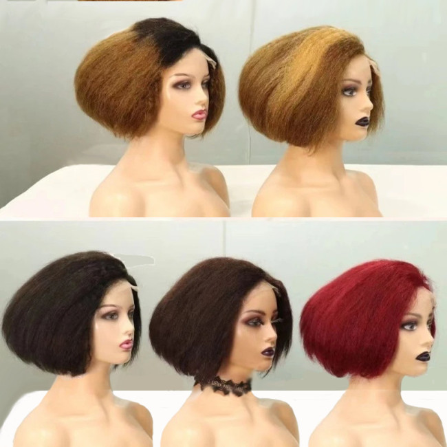 Kinky Straight SDD 13*4Frontal lace Fumi Bob 300%density hum