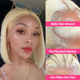 Blonde Bob Wig Human Hair Straight 613 Cross-Border Lace Bob Wig Straight Hair