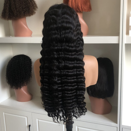 13*4 high-density deep front lace human hair wig, long curly hair, popular in European and American cross-border markets