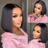 Real human hair BOB wig 4*4 natural color straight human hair wig in stock for immediate delivery