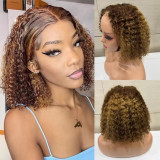 12A 4*4 closure Glueless Deep Curly Bob 200% density Indian