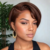 Hot Sale 13*4Pixie Bob Wig 180% density Brazilian human hair