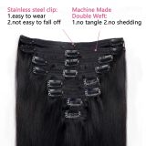 Clip-in Hair Extensions 8pcs with 18 Clips Double Weft Real Human Hair