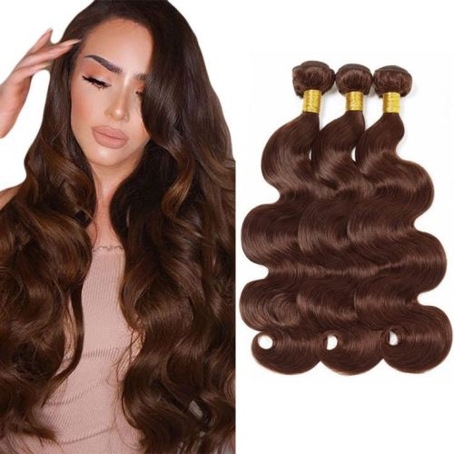 No. 4 brown color body wave bundle human hair