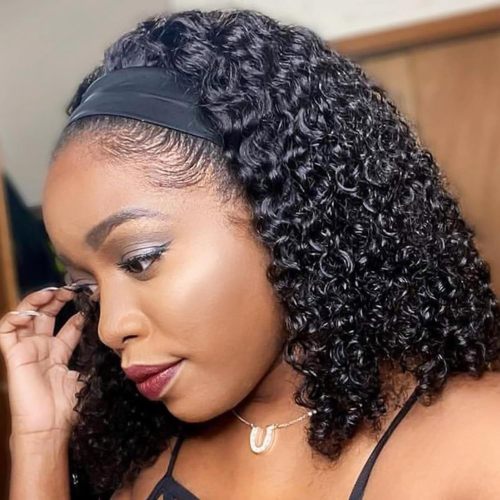European and American wigs made from real human hair, fashionable ice silk headband curlybob women's wigs, foreign trade cross-border wholesale