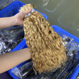 Customized real human hair water wave colored hair bundles, bulk human hair, foreign trade wigs