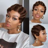 Machine made huamn hair short pixie wig