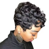Full human hair wig, short hair, fully machine-made wig, pixie cut human hair wigs, real hair wig