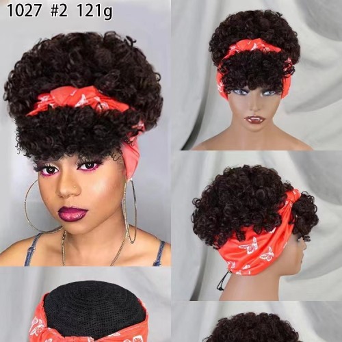 100% human hair Scarf stylwge Wig