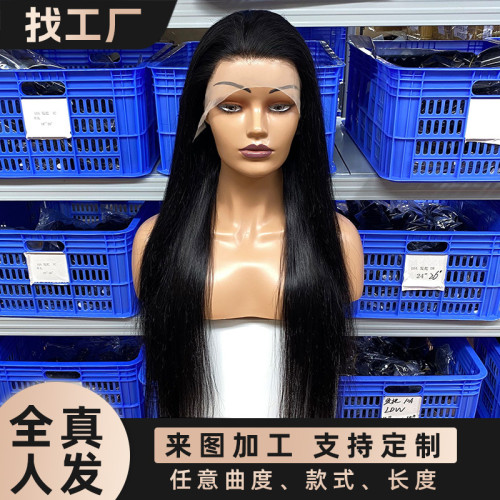 Human hair wigs 13*4 African head cover for women, full head cover, human hair wigs for cross-border export