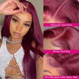 Cross-border European and American lace short hair wigs wholesale, full head set, burgundy long straight hair, hot selling